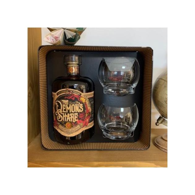 COFFRET RHUM DEMON'S SHARE 12 ANS + 2 VERRES