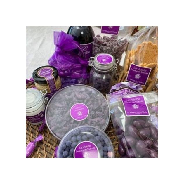 Boîte bonbons violettes Bourg 1900 - Boutique Puy du Fou